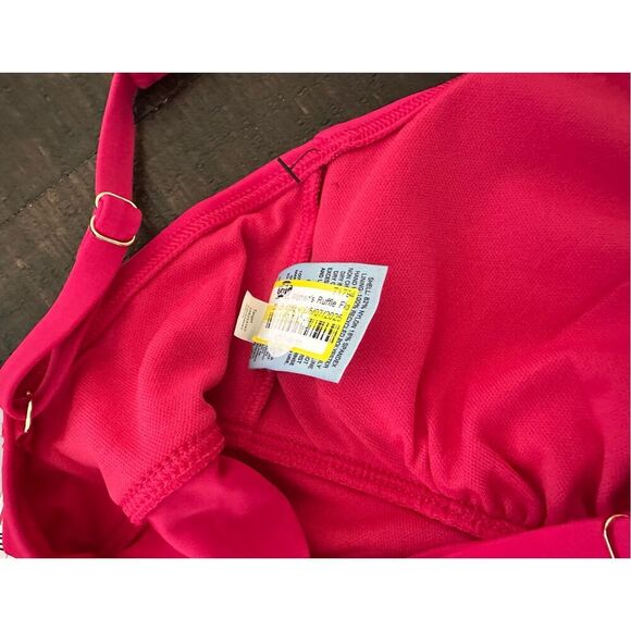 Shade & Shore Pink Ruffle Tankini Top and Black High Waisted Bottom Medium - Picture 6 of 6